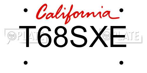 T68SXE California License Plate