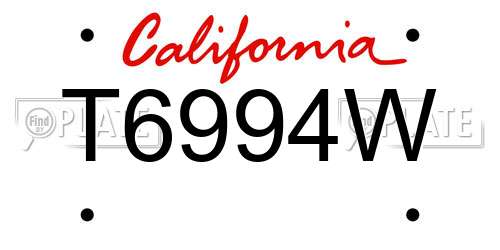 T6994W California License Plate