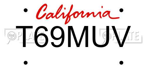 T69MUV California License Plate