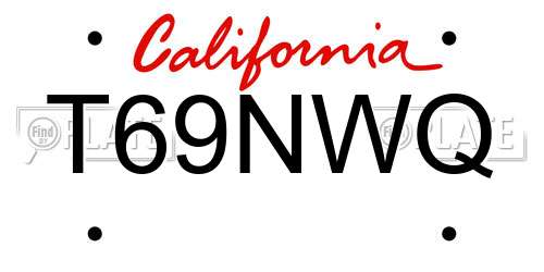 T69NWQ California License Plate
