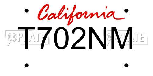 T702NM California License Plate