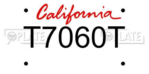 T7060T California License Plate