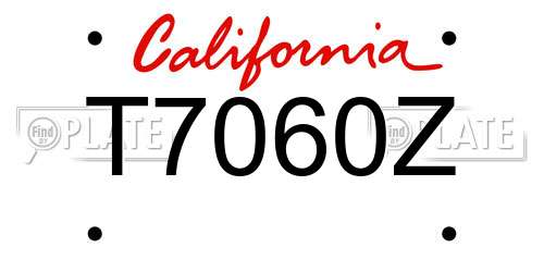 T7060Z California License Plate