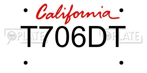 T706DT California License Plate