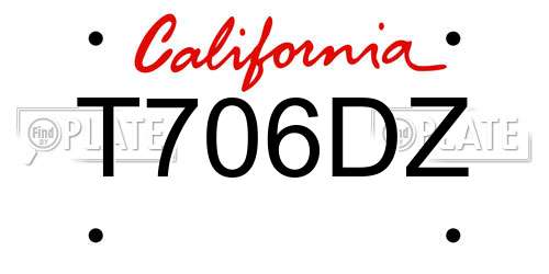 T706DZ California License Plate