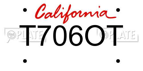 T706OT California License Plate