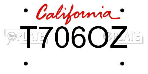 T706OZ California License Plate