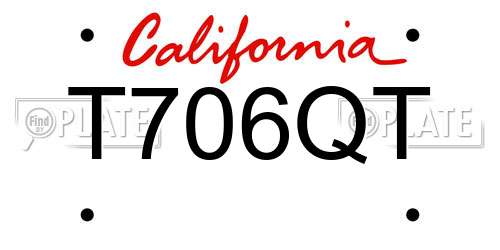 T706QT California License Plate