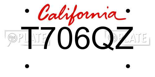 T706QZ California License Plate