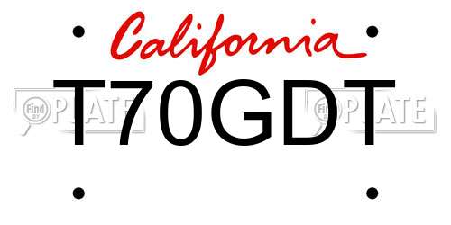 T70GDT California License Plate