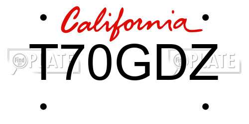 T70GDZ California License Plate