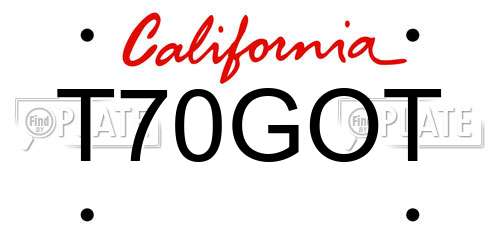 T70GOT California License Plate