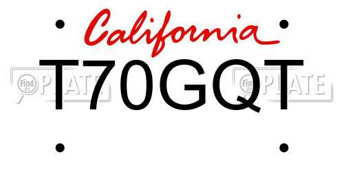 T70GQT California License Plate
