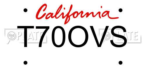 T70OVS California License Plate