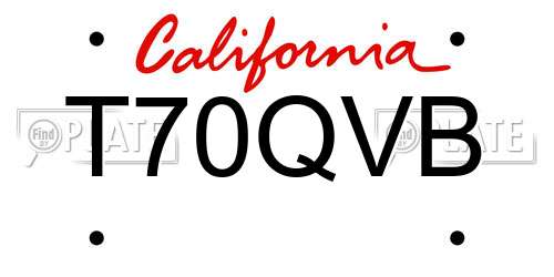 T70QVB California License Plate