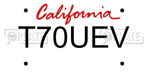 T70UEV California License Plate