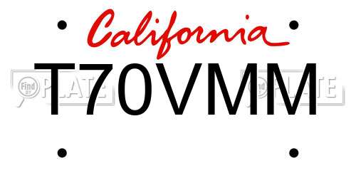 T70VMM California License Plate