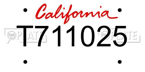 T711025 California License Plate
