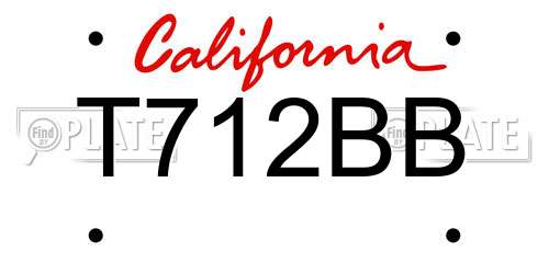 T712BB California License Plate