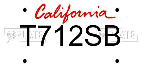 T712SB California License Plate