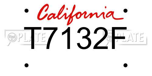 T7132F California License Plate