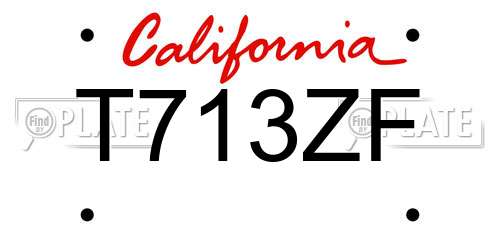 T713ZF California License Plate