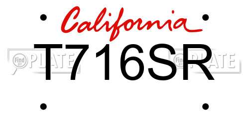 T716SR California License Plate