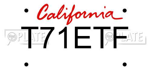 T71ETF California License Plate