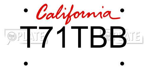 T71TBB California License Plate