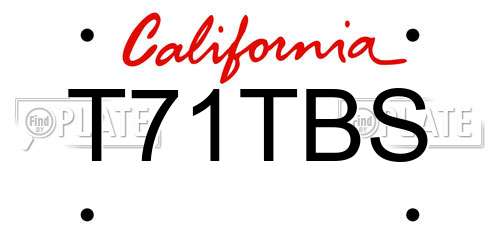 T71TBS California License Plate