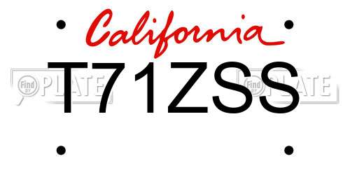 T71ZSS California License Plate