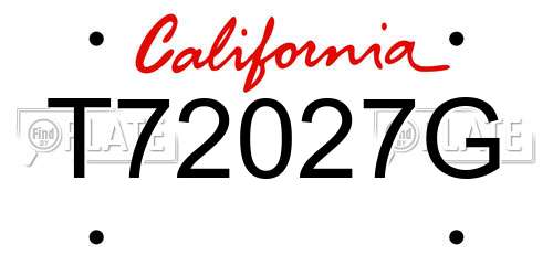 T72027G California License Plate