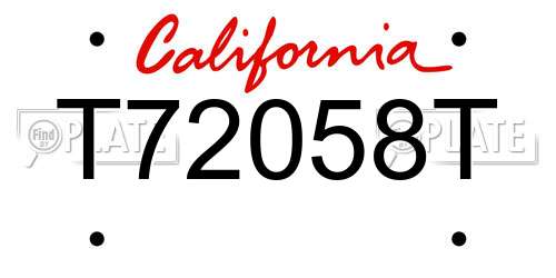 T72058T California License Plate