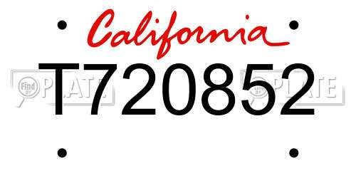 T720852 California License Plate