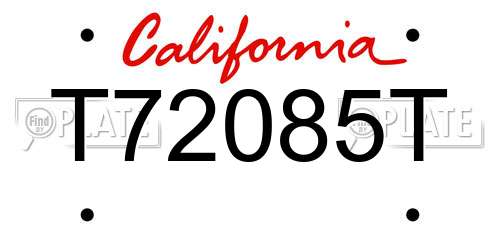 T72085T California License Plate