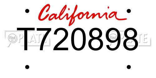 T720898 California License Plate