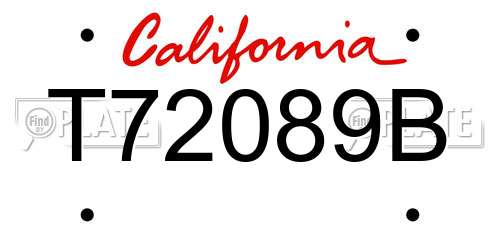 T72089B California License Plate