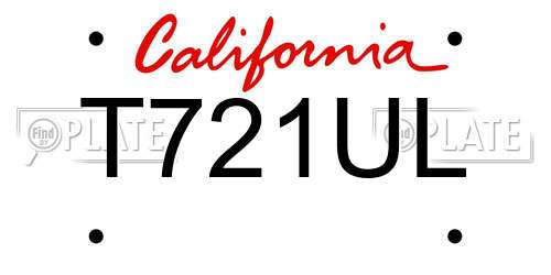 T721UL California License Plate