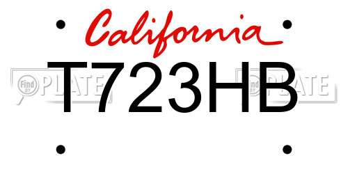 T723HB California License Plate