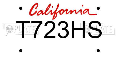 T723HS California License Plate