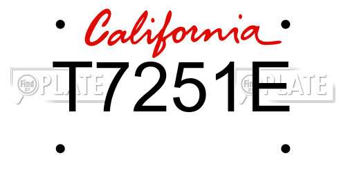 T7251E California License Plate