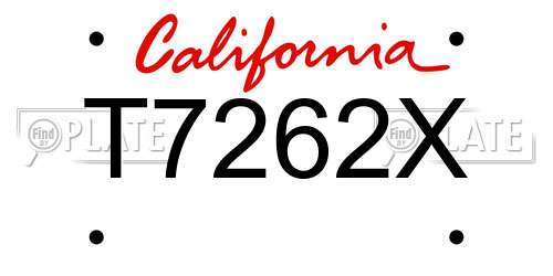 T7262X California License Plate