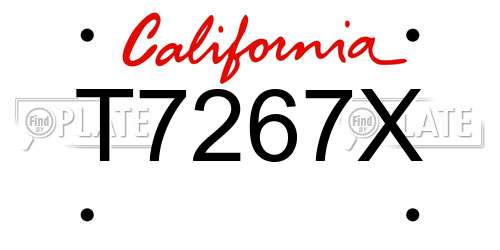 T7267X California License Plate