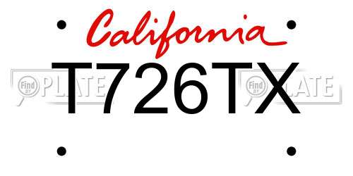 T726TX California License Plate