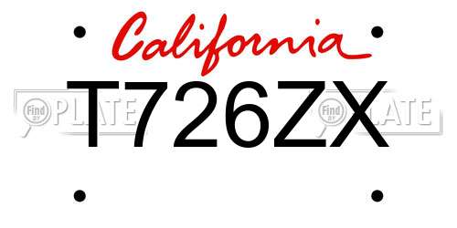 T726ZX California License Plate