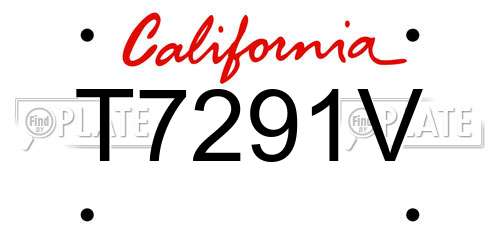T7291V California License Plate