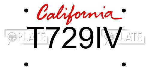 T729IV California License Plate