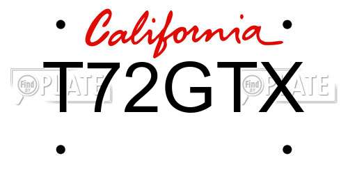 T72GTX California License Plate