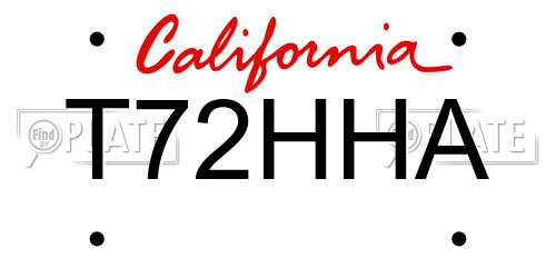 T72HHA California License Plate