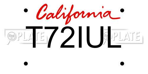 T72IUL California License Plate